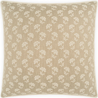 Thistle Pillow by DV Kap Home in taupe. Made from 55% cotton, 42% polyester, 3% linen in a traditional style.
