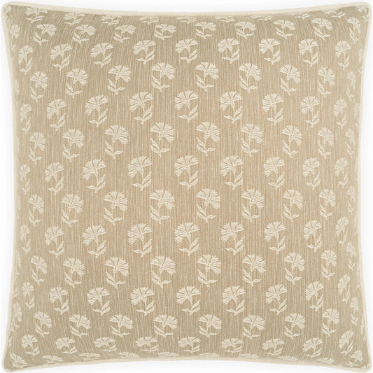 Thistle Pillow by DV Kap Home in taupe. Made from 55% cotton, 42% polyester, 3% linen in a unique style.