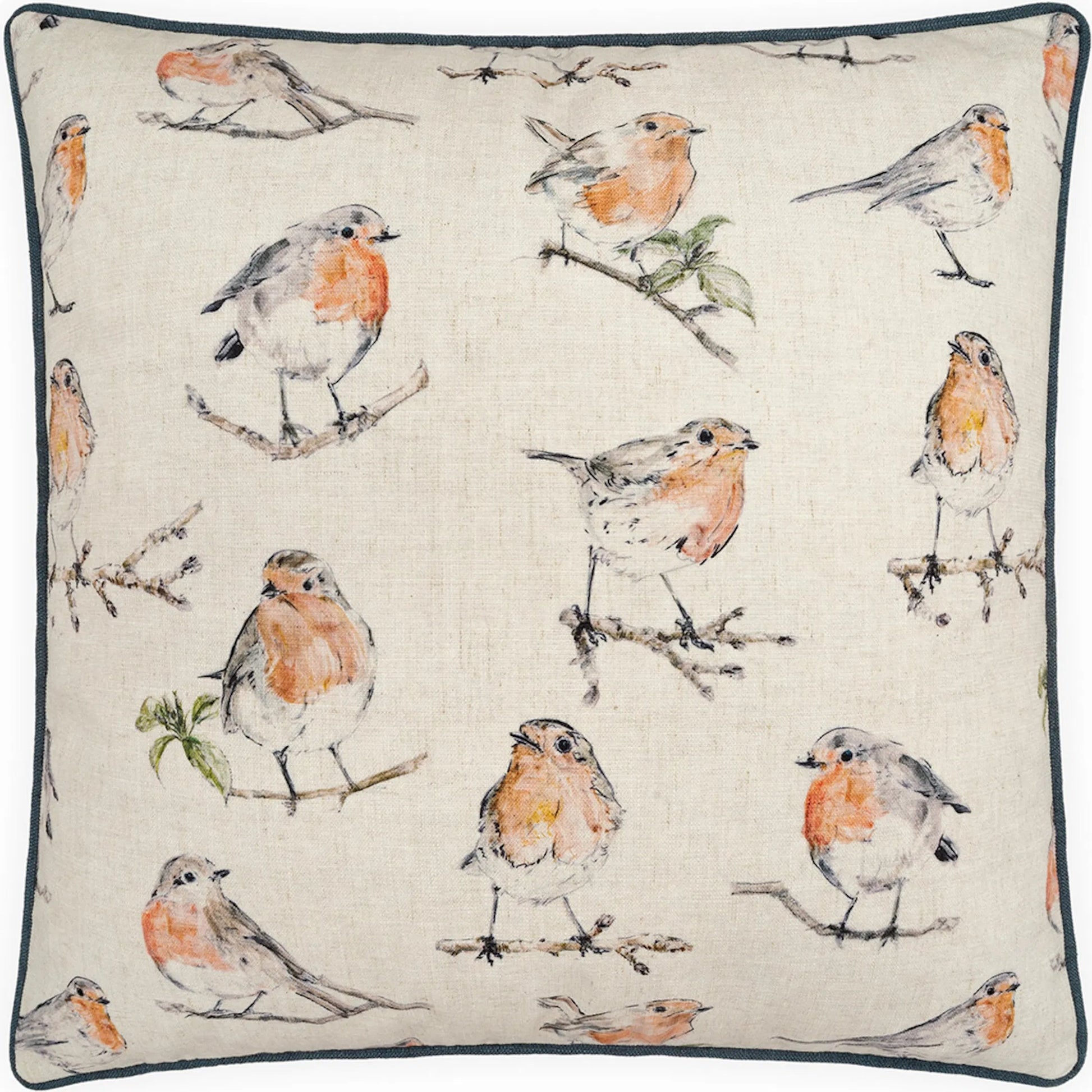 Aviary Pillow by DV Kap Home in blue, coral, salmon. Made from 90% polyester, 10% linen in a eclectic & global style.
