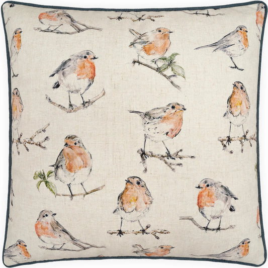 Aviary Pillow by DV Kap Home in blue, coral, salmon. Made from 90% polyester, 10% linen in a unique style.