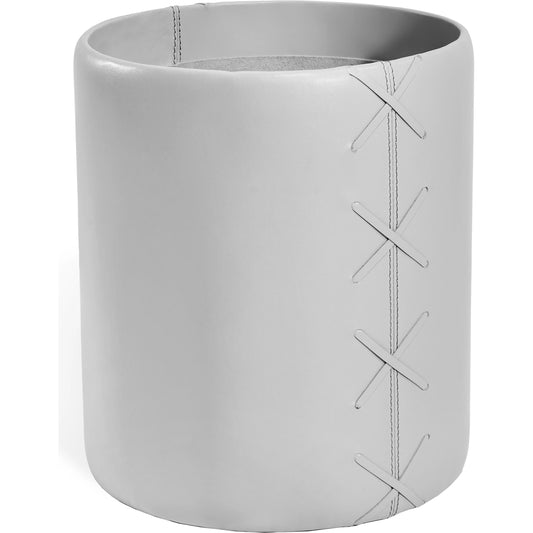 Xavier Wastebasket by Interlude Home in light grey. Made from leather in a modern style.