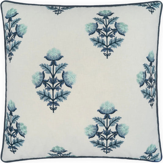 Bloomfield Pillow by DV Kap Home in blue. Made from base: 52% polyester, 48% cotton in a unique style.
