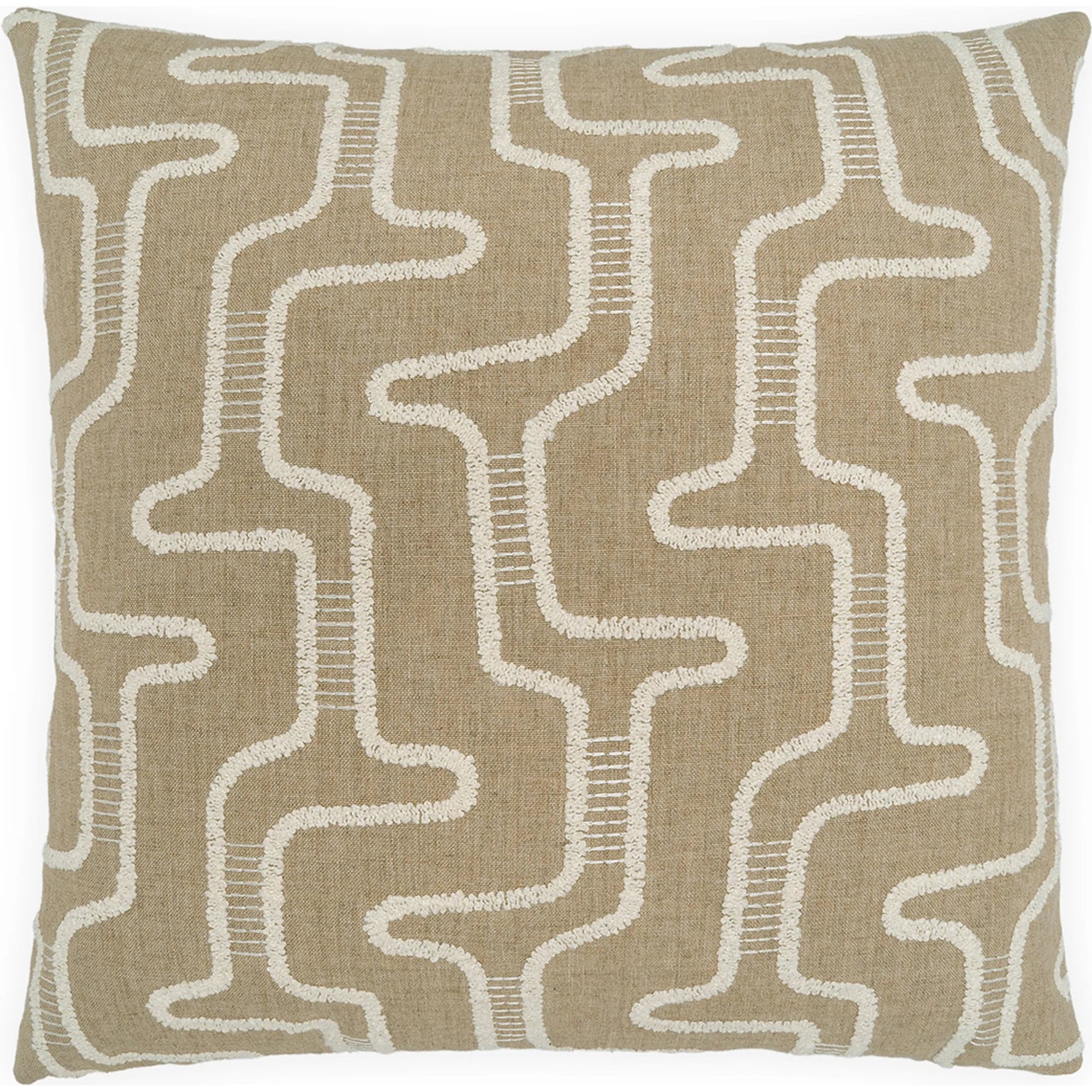 Mazeo Pillow by DV Kap Home in tan. Made from 99% polyester, 1% viscose in a rustic style.