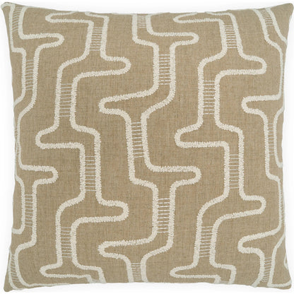 Mazeo Pillow by DV Kap Home in tan. Made from 99% polyester, 1% viscose in a rustic style.