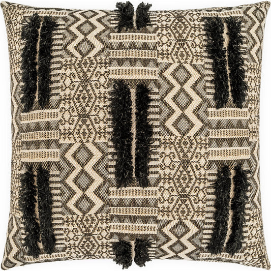 Zarrah Pillow by DV Kap Home in black, tan. Made from 77% polyacrylic, 9% linen, 14% polyester in a unique style.