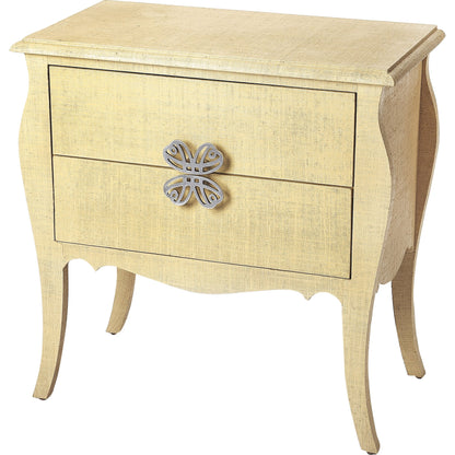 Felicia Accent Chest by Butler Specialty Company in off white and white raffia. Made from natural raffia, plywood, mdf, silver finished aluminum hardware in a eclectic & global style.