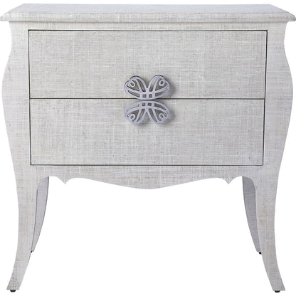 Felicia Accent Chest by Butler Specialty Company in off white and white raffia. Made from natural raffia, plywood, mdf, silver finished aluminum hardware in a eclectic & global style.