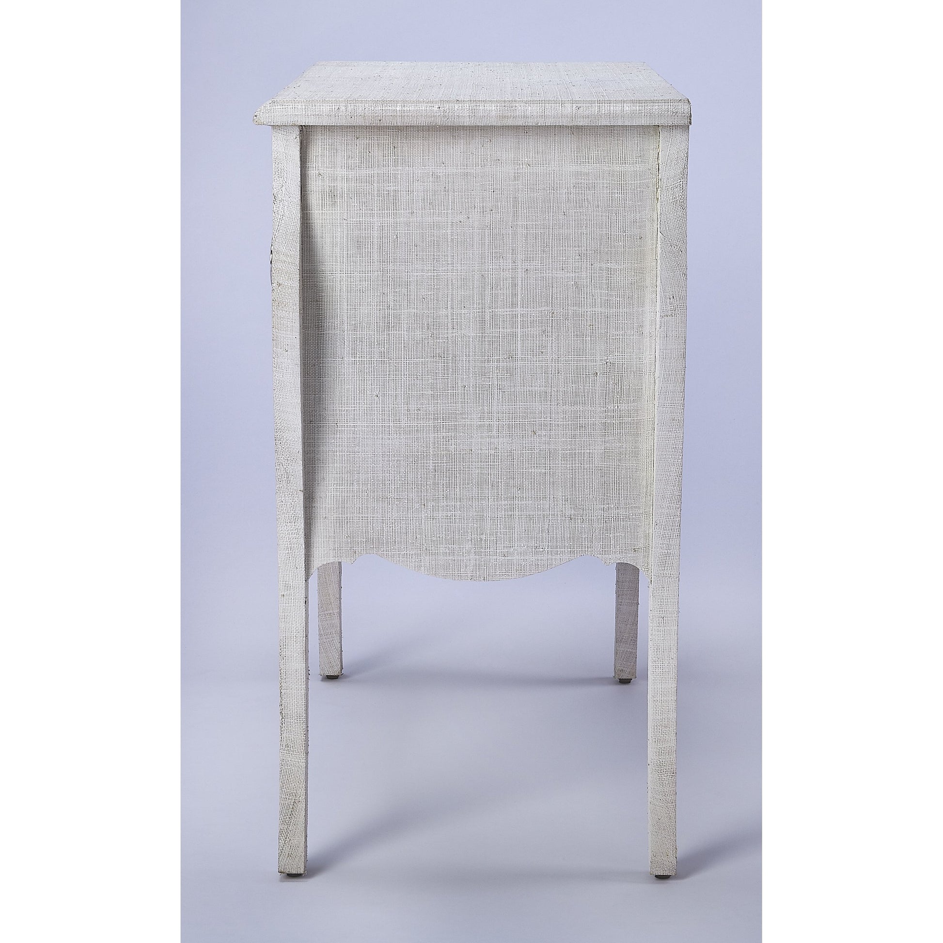 Felicia Accent Chest by Butler Specialty Company in off white and white raffia. Made from natural raffia, plywood, mdf, silver finished aluminum hardware in a eclectic & global style.