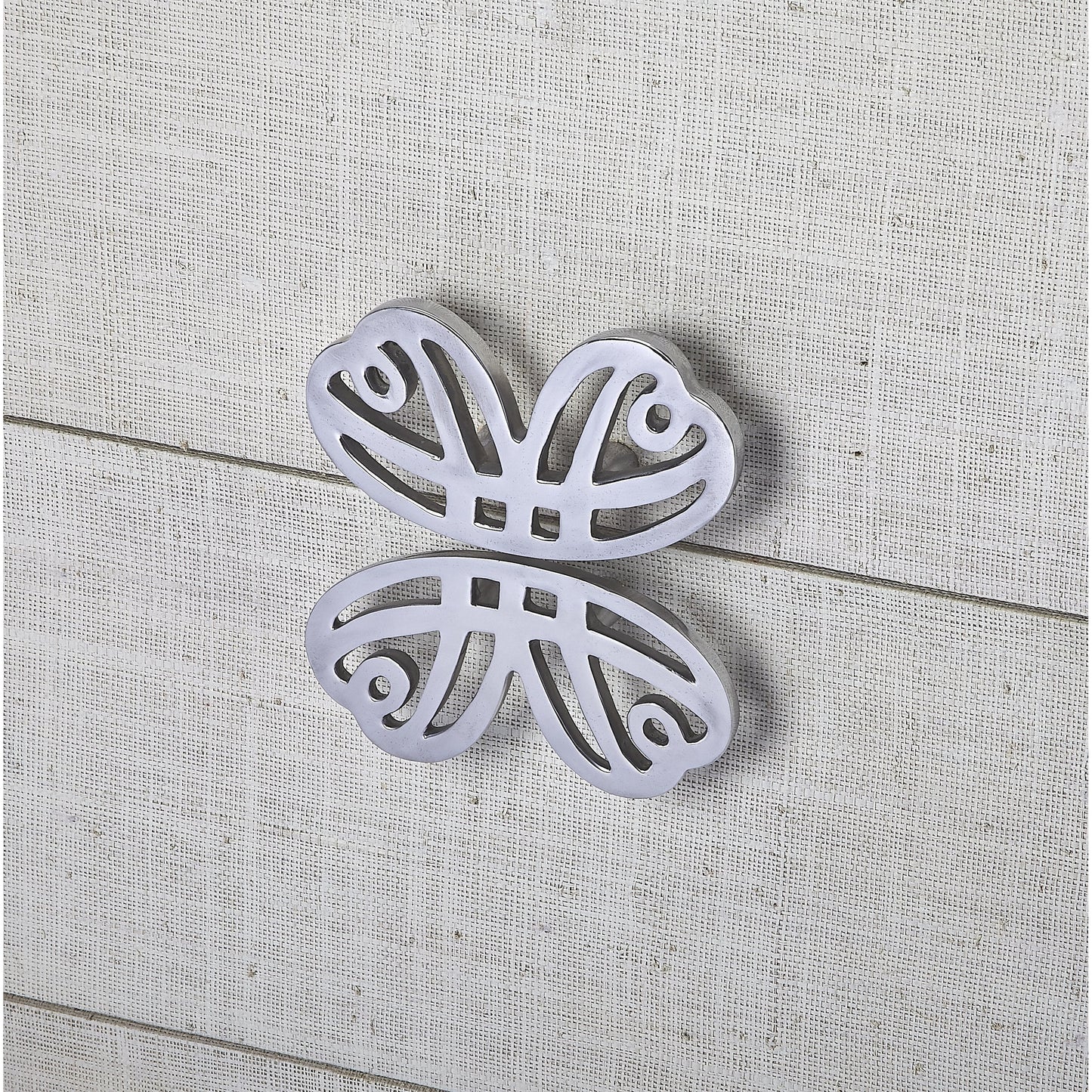 005 S-346223 | Closeup | Felicia Accent Chest by Butler Specialty Company in off white and white raffia. Made from natural raffia, plywood, mdf, silver finished aluminum hardware in a eclectic & global style.