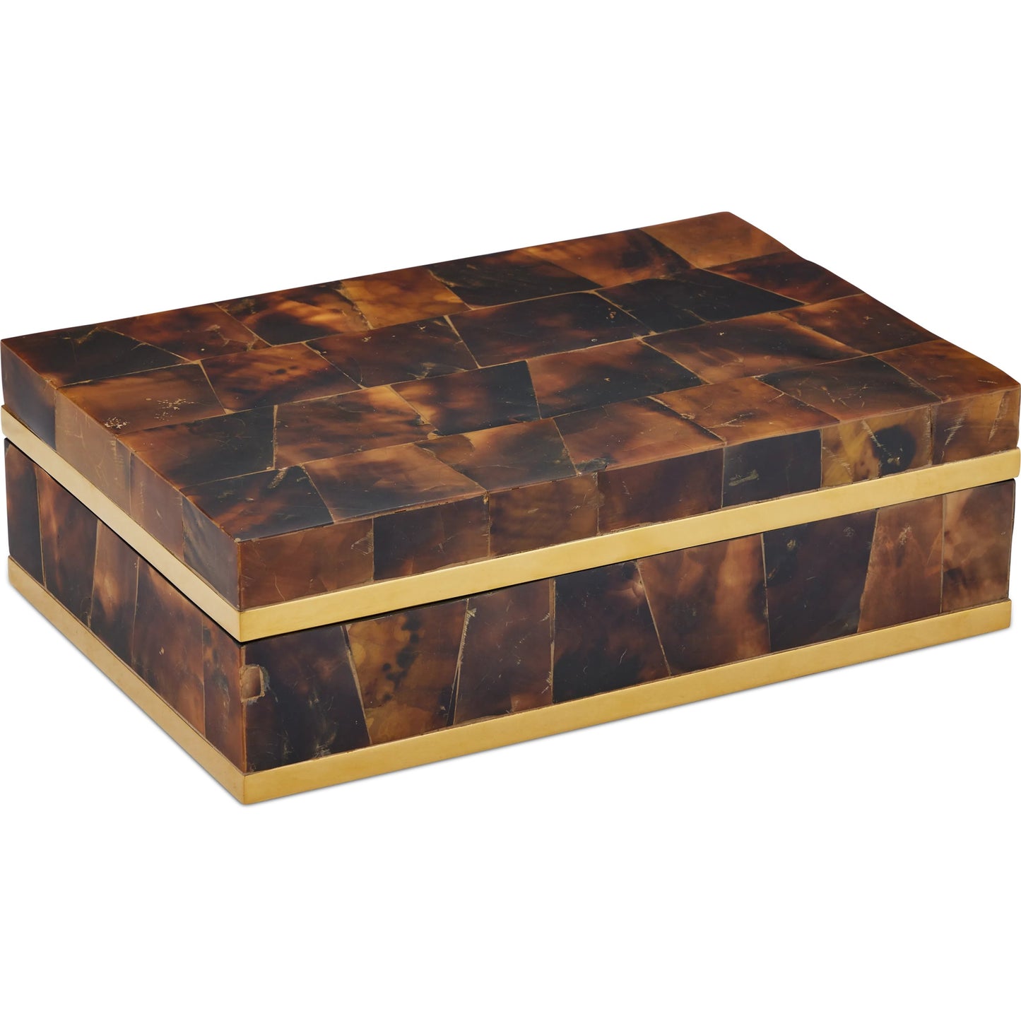 001 SI-2257237 | Primary Silo | Casey Brown Box by Currey and Company in natural, brass, black. Made from pen shell, stainless steel, engineered wood in a eclectic & global style.