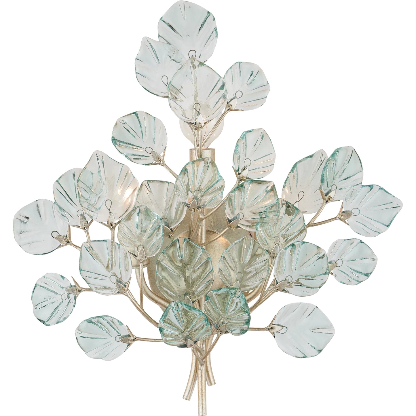 001 SI-2524237 | Primary Silo | Baobab Wall Sconce by Currey and Company in clear, contemporary silver leaf. Made from recycled glass, wrought iron in a modern style.