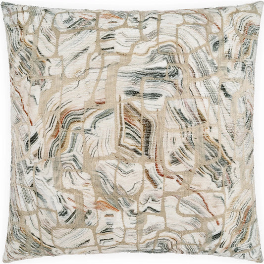 Cosso Pillow by DV Kap Home in tan, ivory. Made from 70% polyester, 19% viscose, 11% cotton in a modern style.