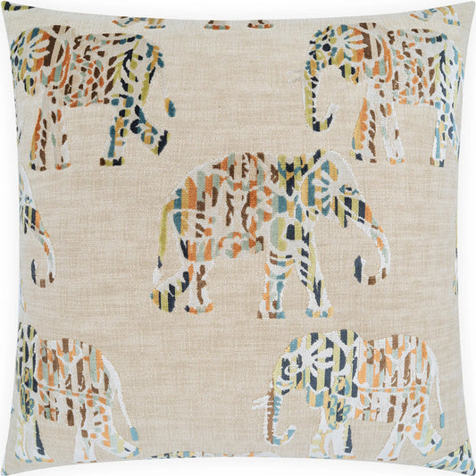 Eleeza Pillow by DV Kap Home in tan. Made from 45% cotton, 28% polyester, 27% viscose in a unique style.