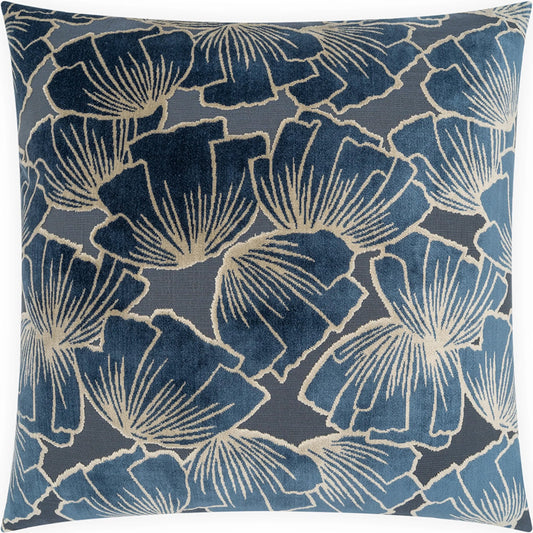 Gweneth Pillow by DV Kap Home in indigo. Made from 47% viscose, 33% polyester, 20% cotton in a unique style.