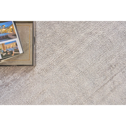Plush 4396 Rug by Exquisite Rugs in light silver. Made from bamboo silk, mohair in a unique style.