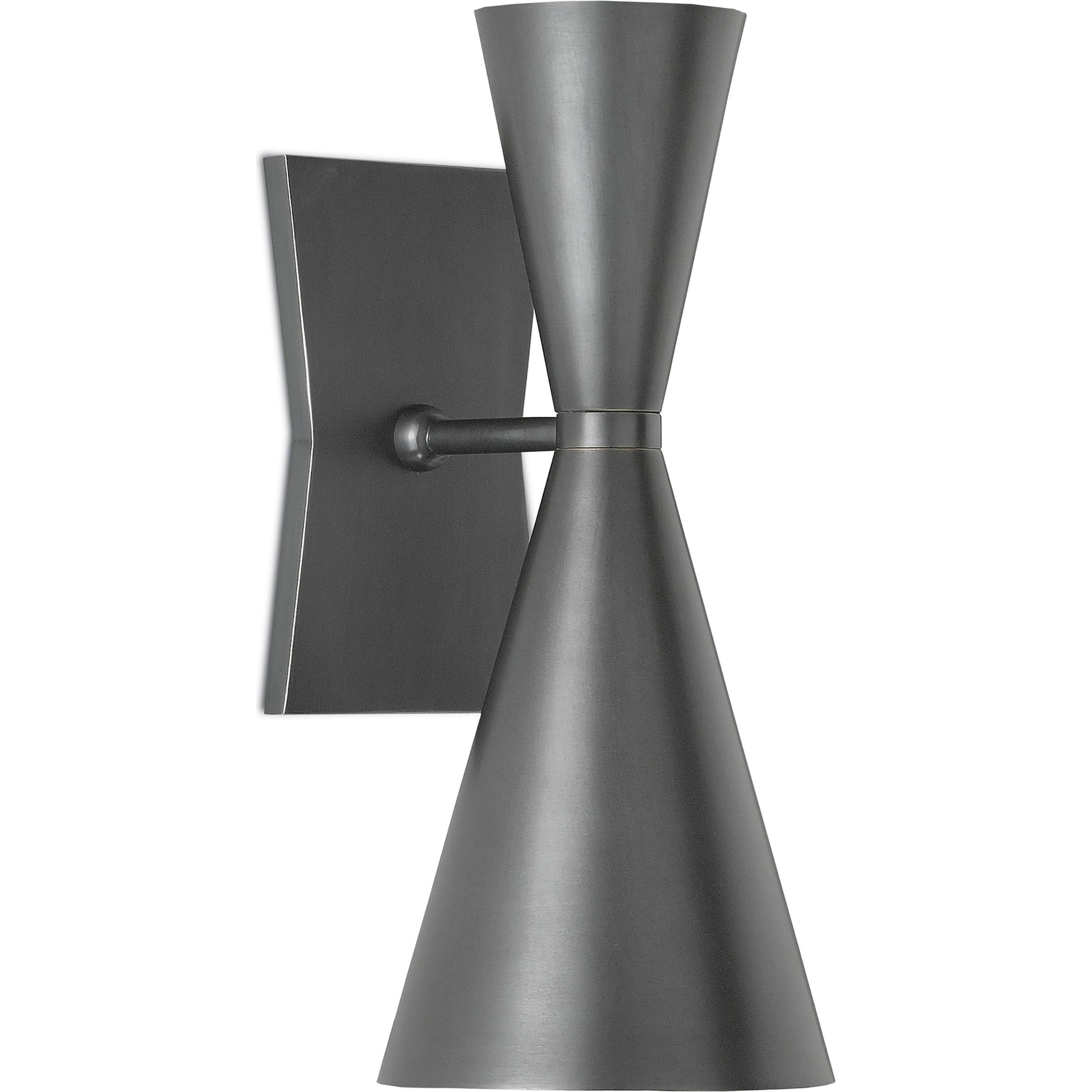 Gino Wall Sconce by Currey and Company in dark gray, white interior. Made from metal in a modern style.
