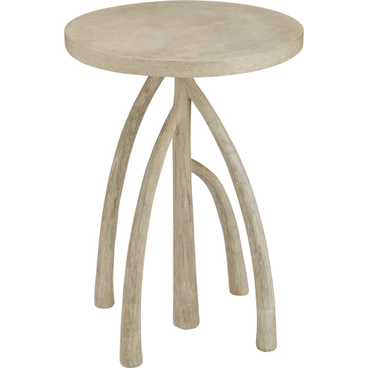 Mangal Accent Table by Currey and Company in portland. Made from concrete, wrought iron in a transitional style.
