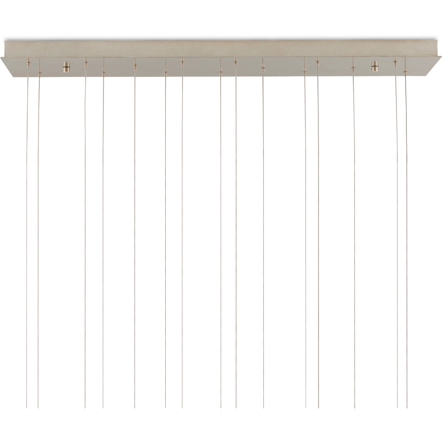 004 SI-2524229 | Closeup | Banyan 15-Light Linear Multi-Drop Pendant by Currey and Company in antique brass, clear, silver. Made from metal, glass in a modern style.