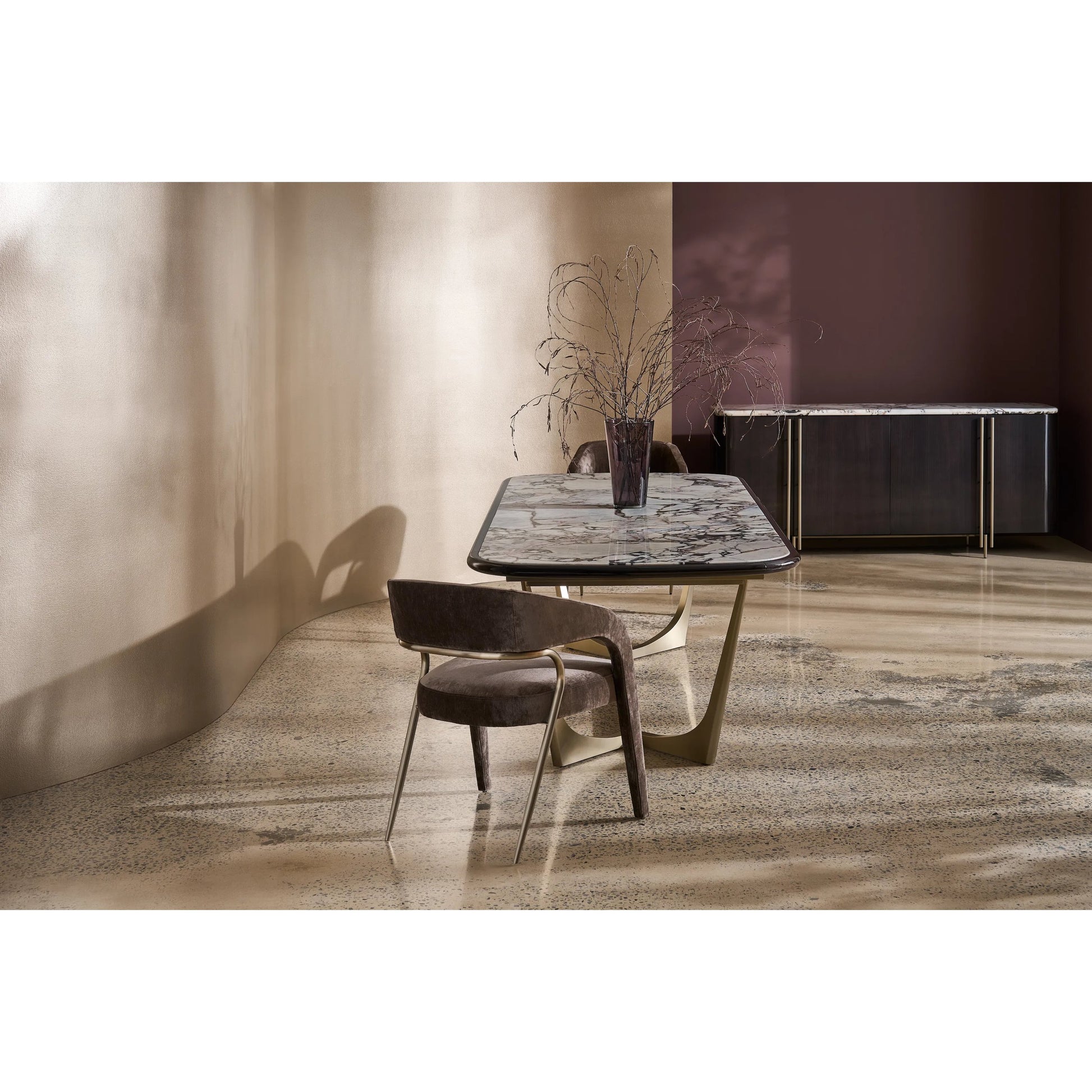 Gazelle Dining Chair by Caracole in brushed gold. Made from unique in a modern style.