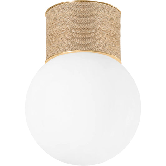 Ardsley Flush Mount by Hudson Valley in vintage gold leaf. Made from natural woven in a unique style.