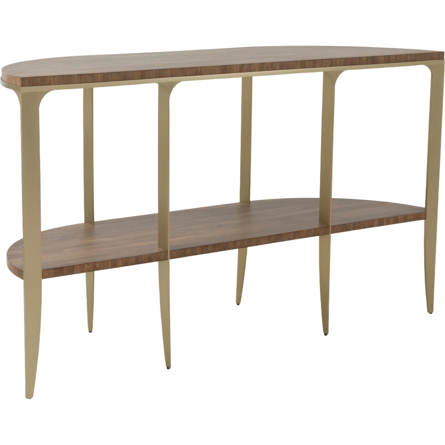 001 SI-2635723 | Additional Silo | The Astoria Demi-Lune Console Table by Fairfield Chair in brown and continental walnut. Made from high pressure laminate, stainless steel in a modern style.