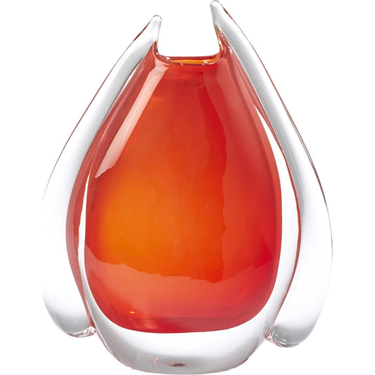 Fin Vase by Global Views in cinnabar. Made from art glass in a modern style.