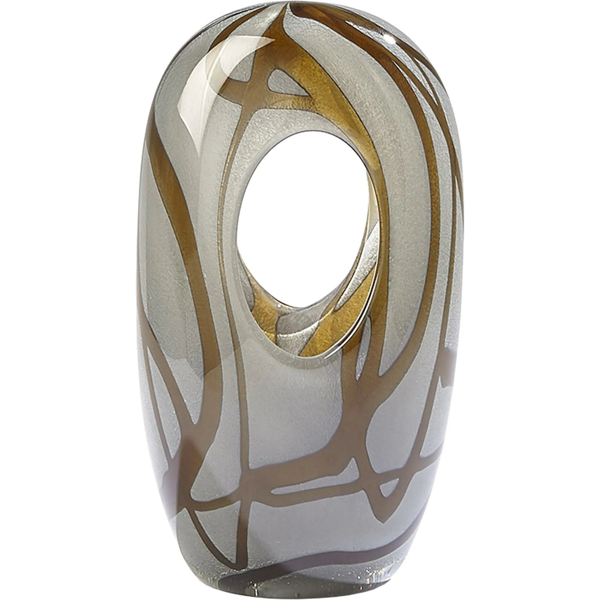 Swirl Vase by Global Views in amber, gray. Made from art glass in a modern style.