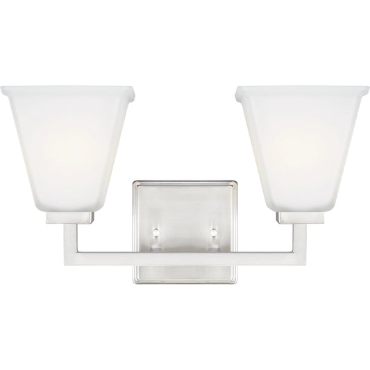 Ellis Harper Two Light Bath by Visual Comfort & Co. in brushed nickel. Made from steel in a unique style.
