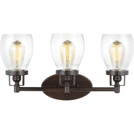 Belton Three Light Wall / Bath Sconce by Visual Comfort & Co. in bronze. Made from steel in a unique style.
