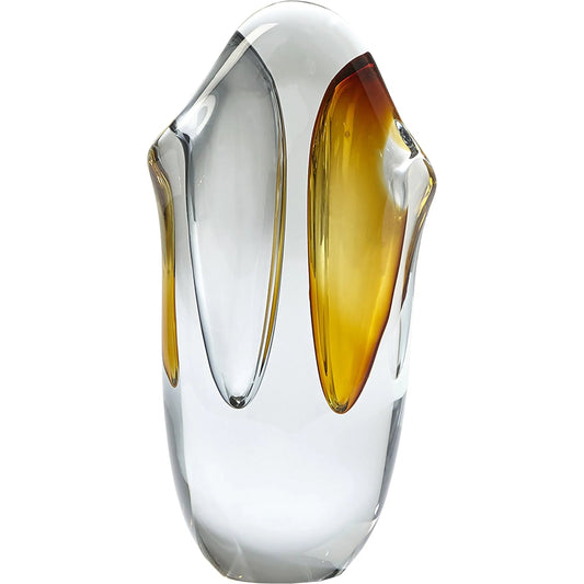 Duet Vase by Global Views in amber, gray. Made from art glass in a modern style.