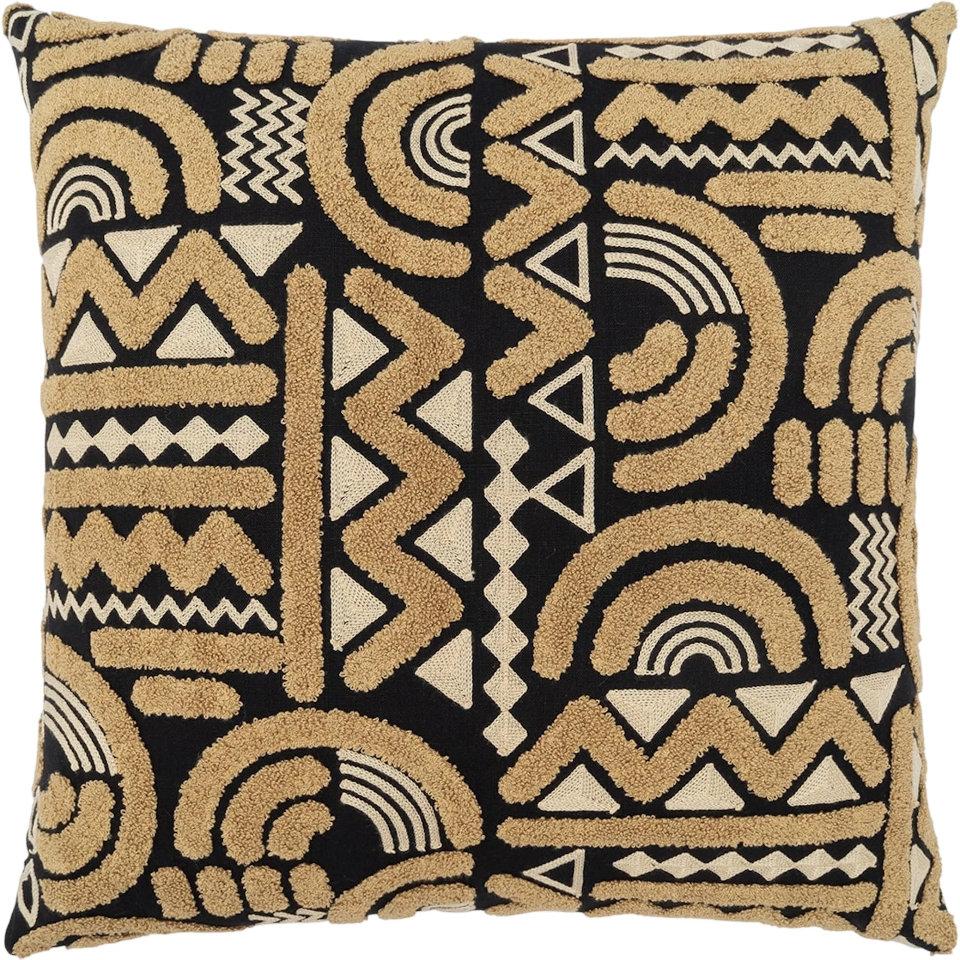 Houdini Pillow by DV Kap Home in tan, black. Made from polyester 52%, cotton 48% in a unique style.