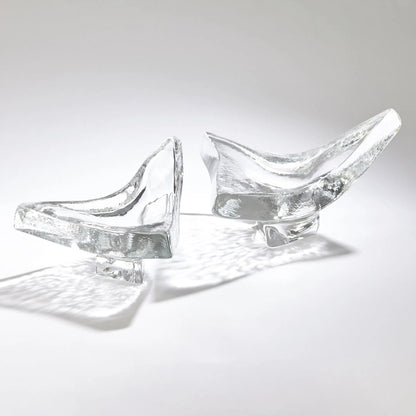 Triangle Slab Bowl by Global Views in natural. Made from glass in a unique style.