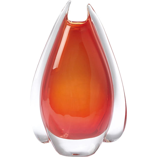Fin Vase by Global Views in cinnabar. Made from art glass in a modern style.