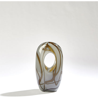 Swirl Vase by Global Views in amber, gray. Made from art glass in a modern style.