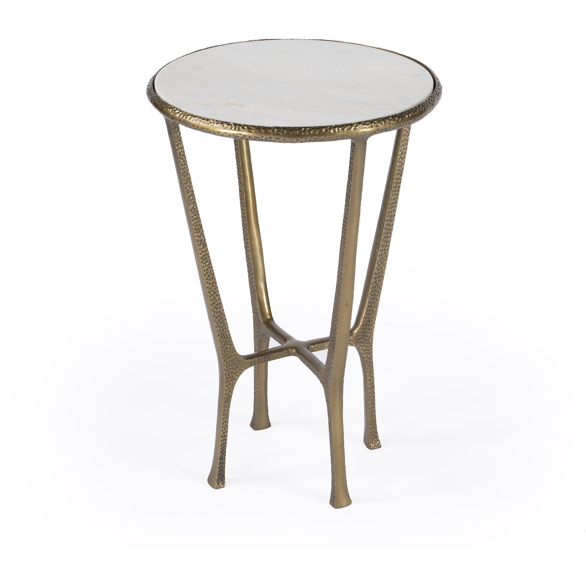 Switlania Side Table by Butler Specialty Company in gold and gold. Made from aluminum, marble in a modern style.