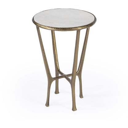 Switlania Side Table by Butler Specialty Company in gold and gold. Made from aluminum, marble in a modern style.