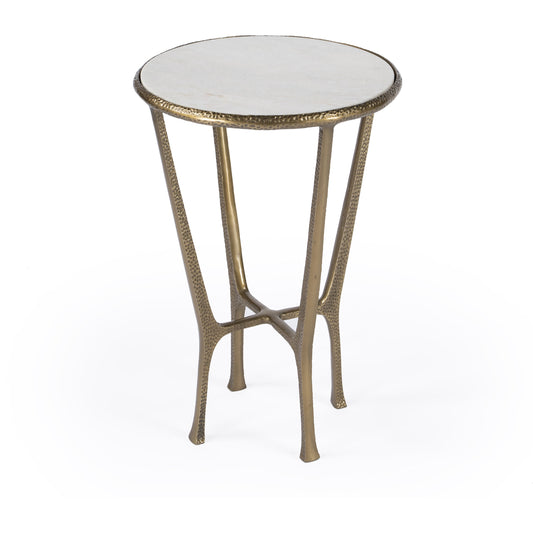 Switlania Side Table by Butler Specialty Company in gold and gold. Made from aluminum, marble in a modern style.