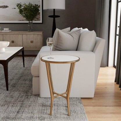Switlania Side Table by Butler Specialty Company in gold and gold. Made from aluminum, marble in a modern style.