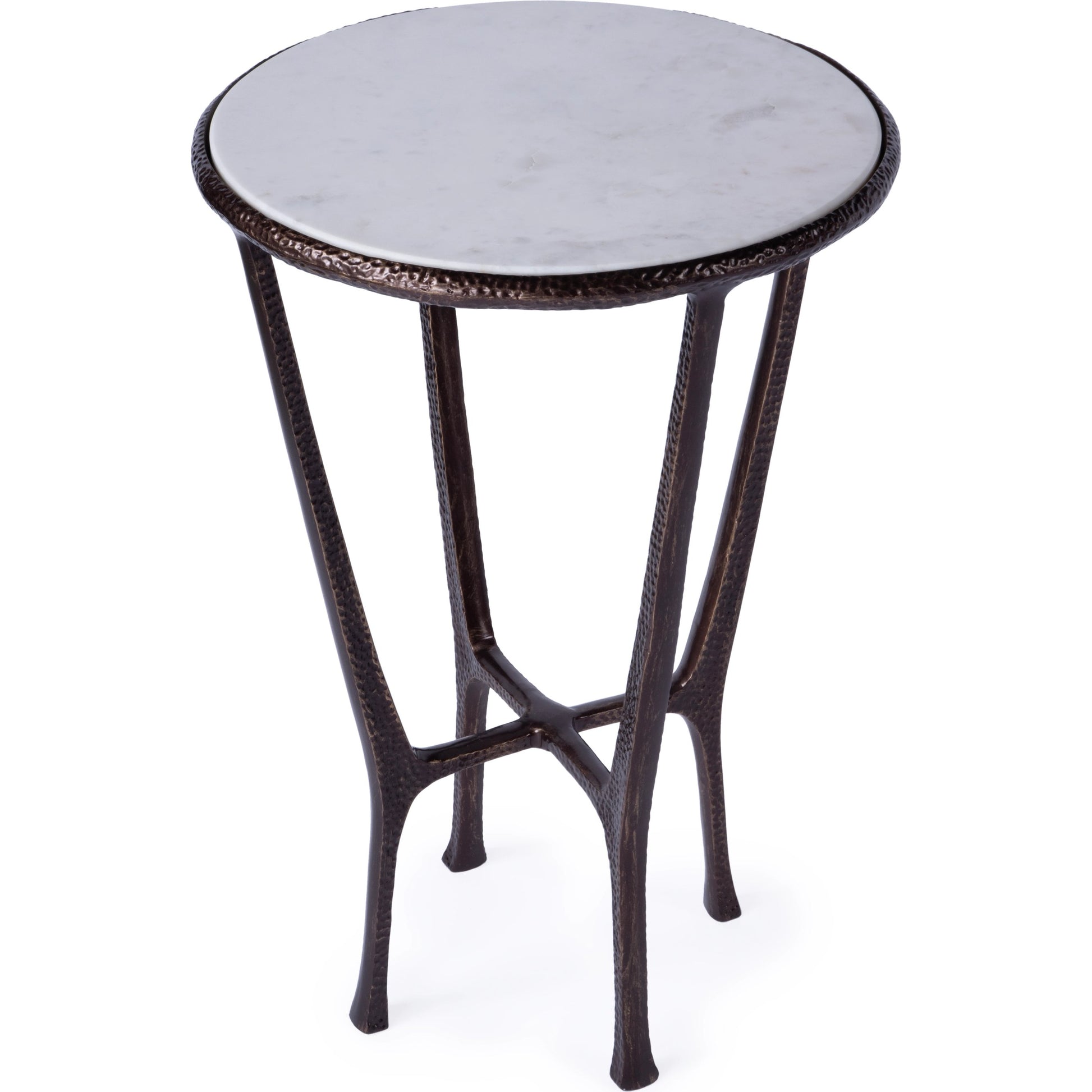 Flavio Metal & Stone Side Table by Butler Specialty Company in bronze and metal & marble. Made from aluminium, marble in a modern style.