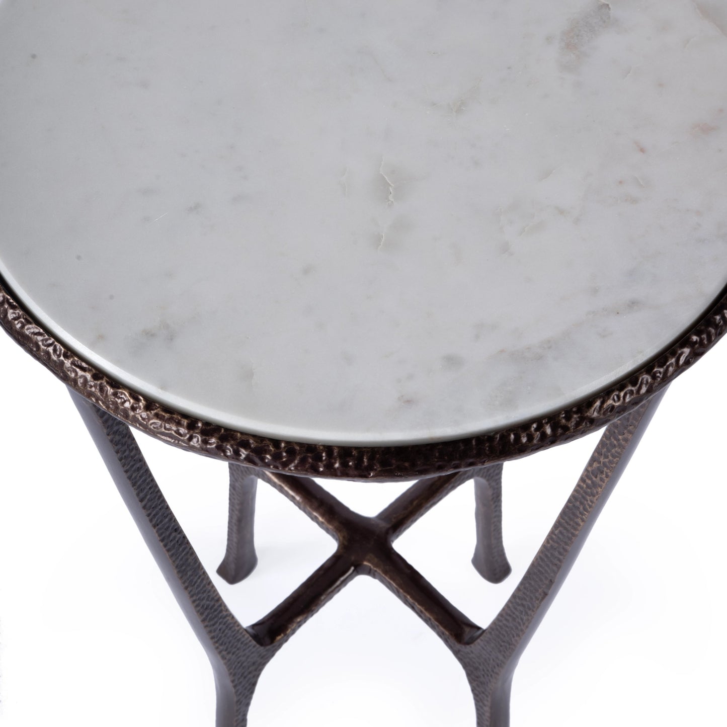 005 SI-2077714 | Closeup | Flavio Metal & Stone Side Table by Butler Specialty Company in bronze and metal & marble. Made from aluminium, marble in a modern style.