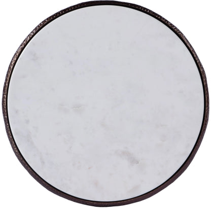 Flavio Metal & Stone Side Table by Butler Specialty Company in bronze and metal & marble. Made from aluminium, marble in a modern style.