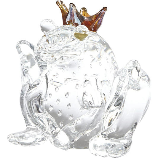 Frog Prince by Global Views in clear with bubbles. Made from artglass in a modern style.