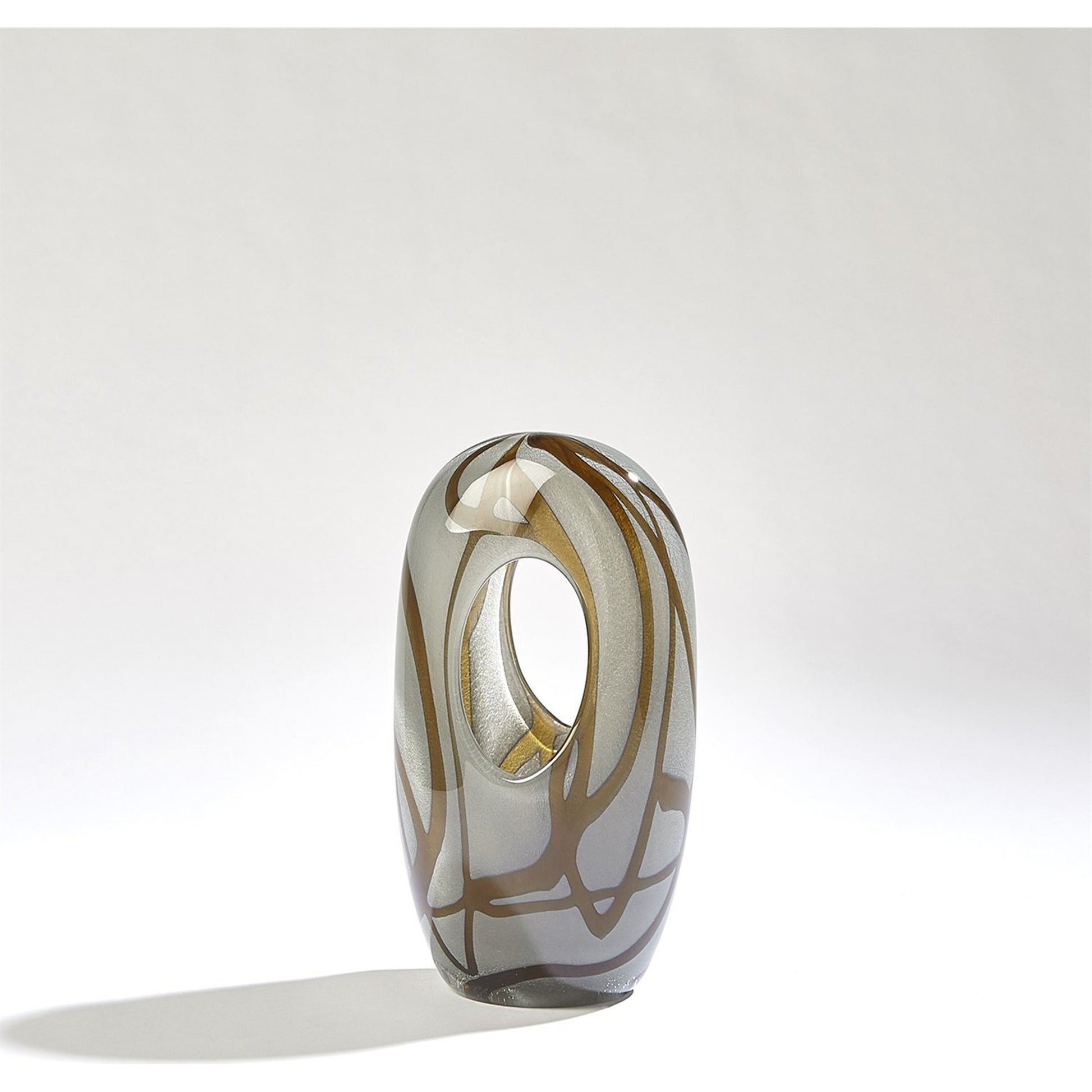 Swirl Vase by Global Views in amber, gray. Made from art glass in a modern style.