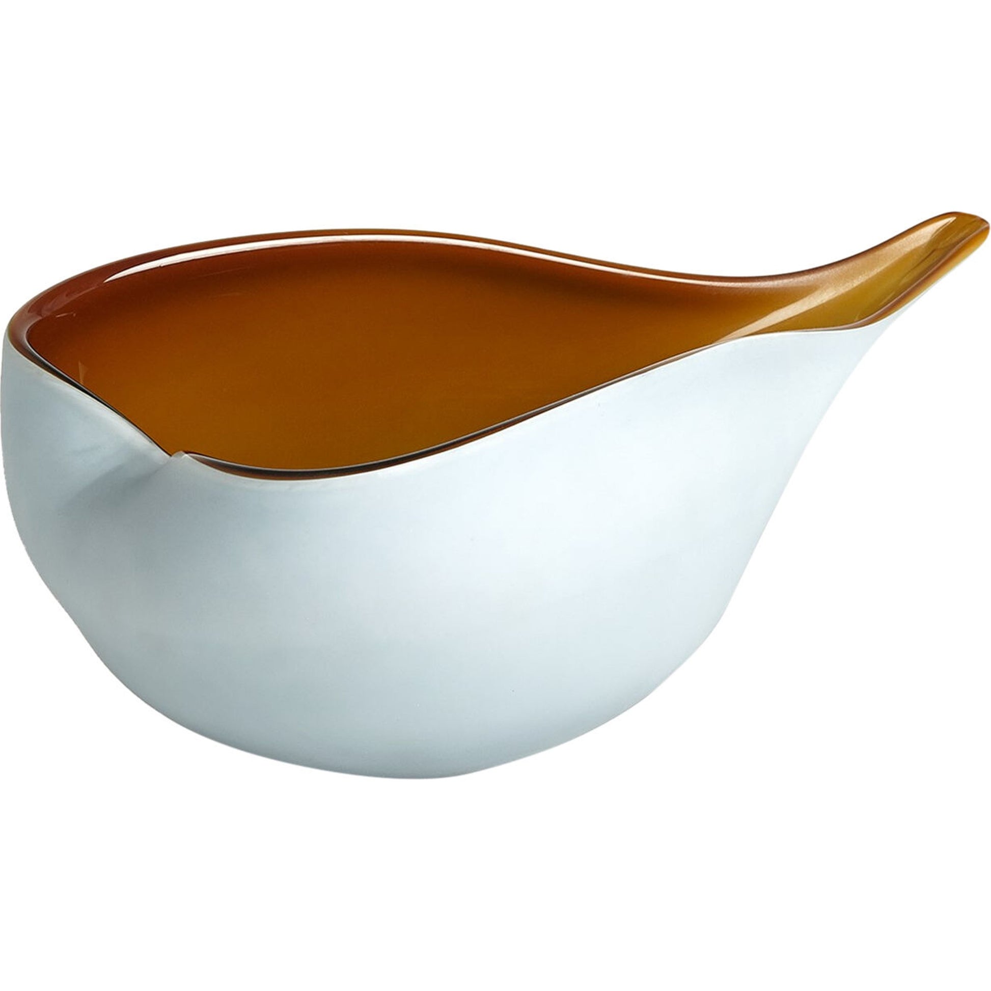 Frosted Blue Bowl With Amber Casing by Global Views. Made from glass in a modern style.