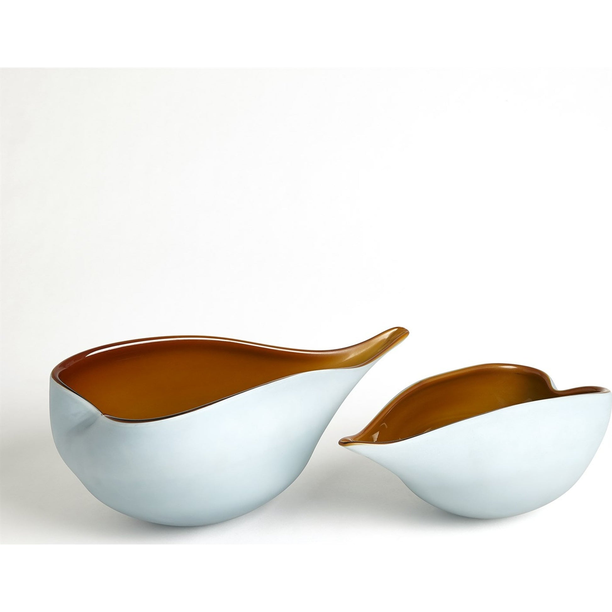 Frosted Blue Bowl With Amber Casing by Global Views. Made from glass in a modern style.