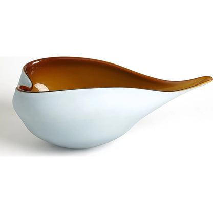 Frosted Blue Bowl With Amber Casing by Global Views. Made from glass in a modern style.