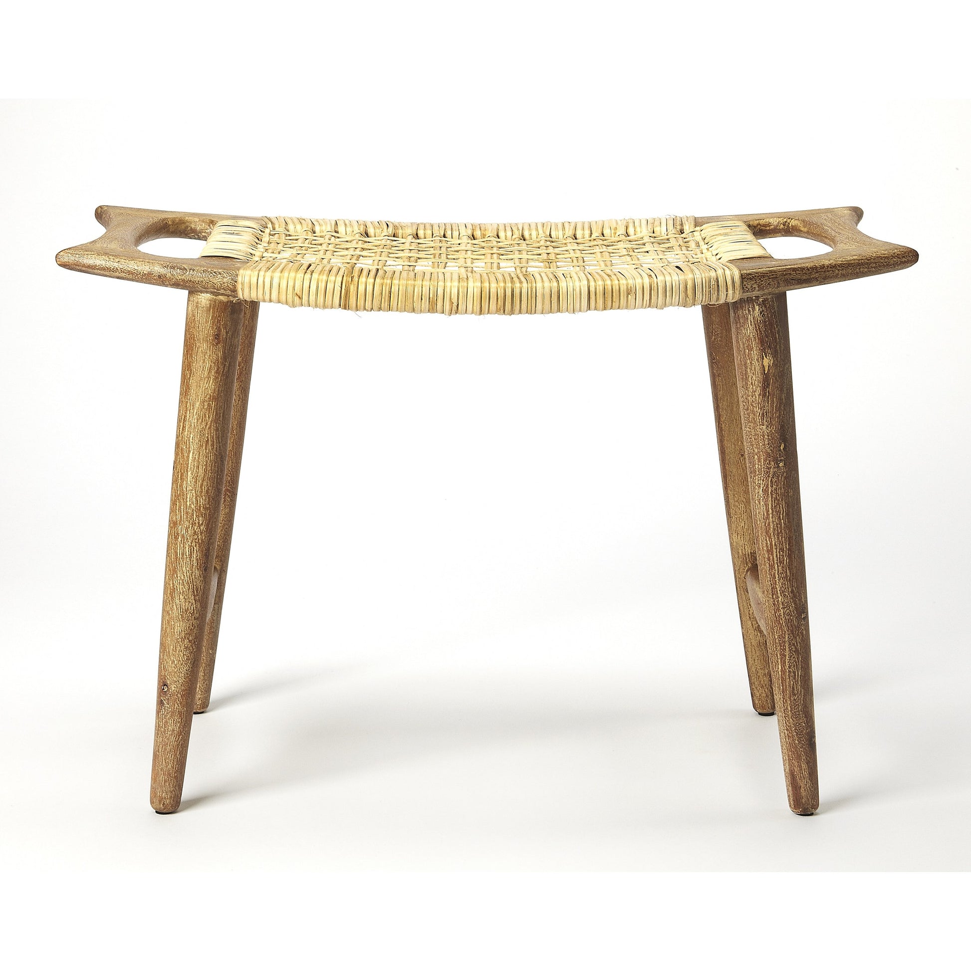 Tristan Stool by Butler Specialty Company. Made from mango wood solids, woven antique in a eclectic & global style.