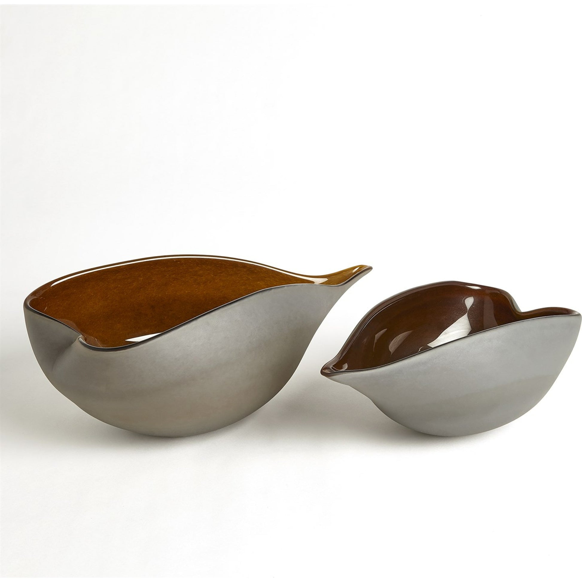 Frosted Grey Bowl With Amber Casing by Global Views. Made from glass in a modern style.