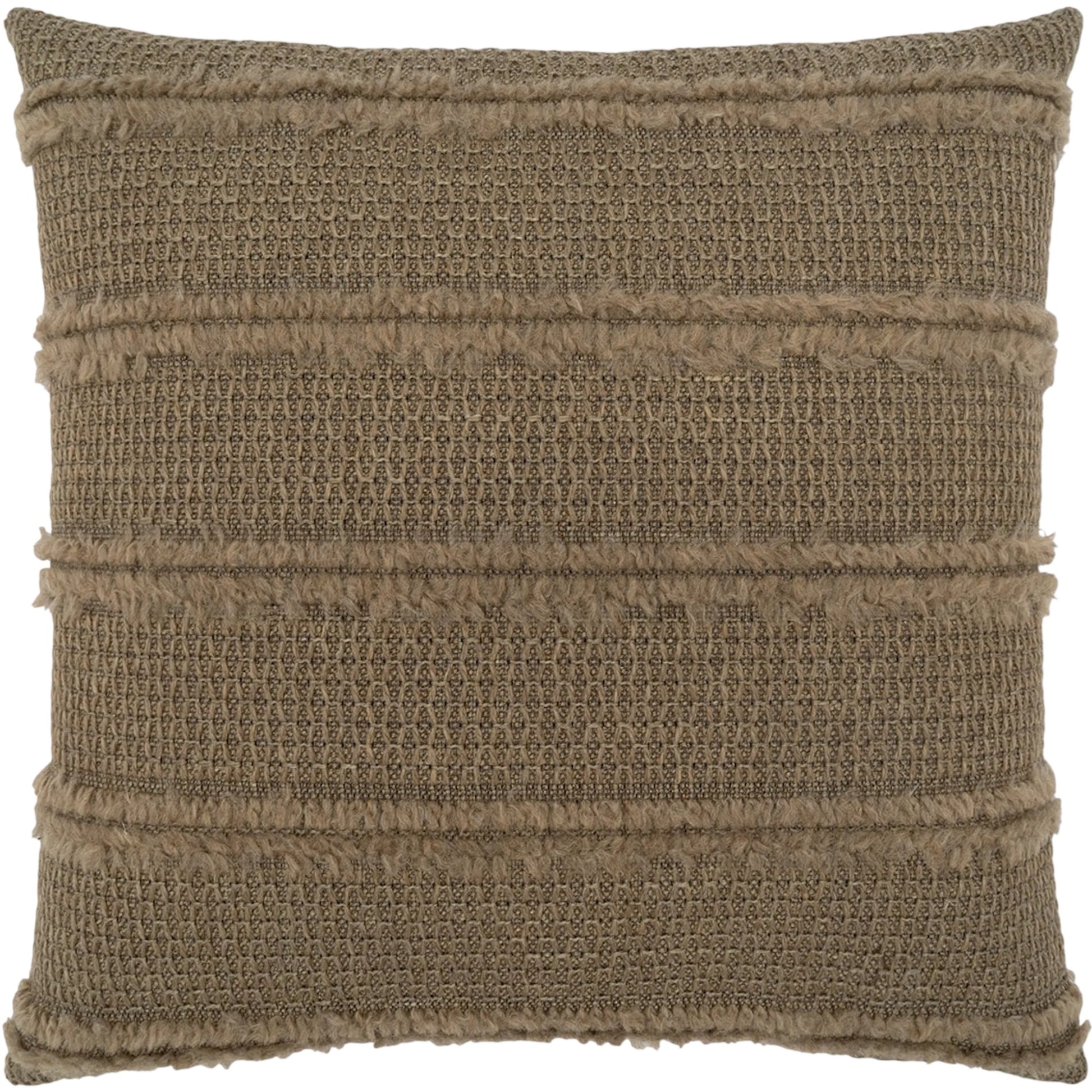 Kitto Pillow by DV Kap Home in mocha. Made from 23% wool, 19% polyester, 18% acrylic, 16% viscose, 16% cotton, 5% polyamide, 3% linen in a unique style.
