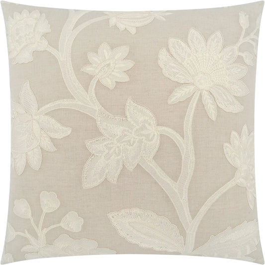 Botanique Pillow by DV Kap Home in ivory. Made from 60% linen, 40% cotton in a unique style.